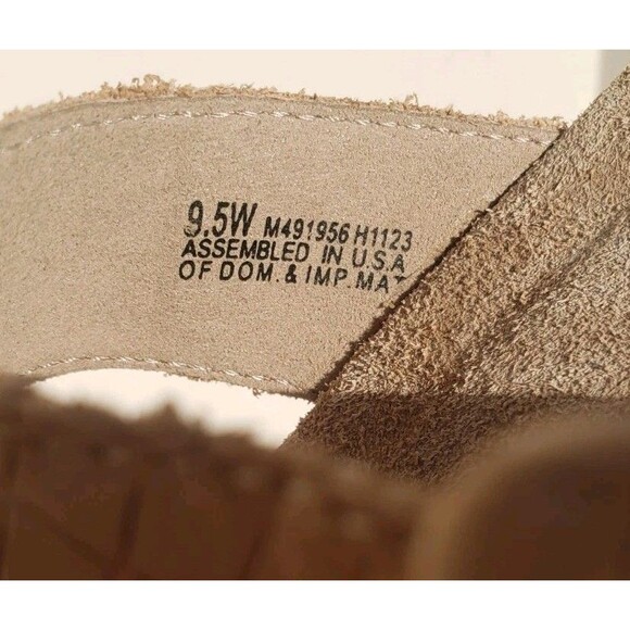 Munro Sandals Womens 9.5W Ronda TStrap Cork Wedge Slide Tan Leather Gator Print - Picture 11 of 12